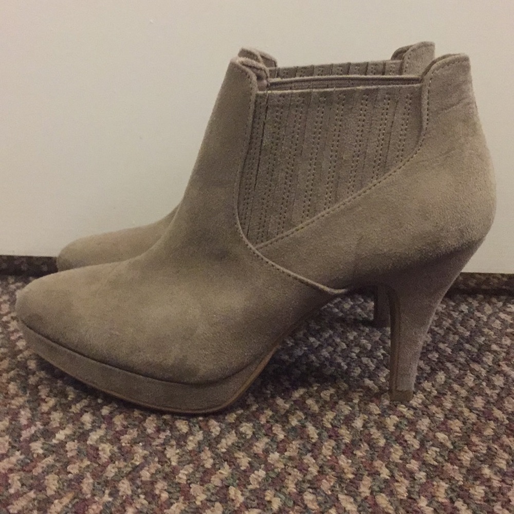 Taupe Suede Heeled Booties